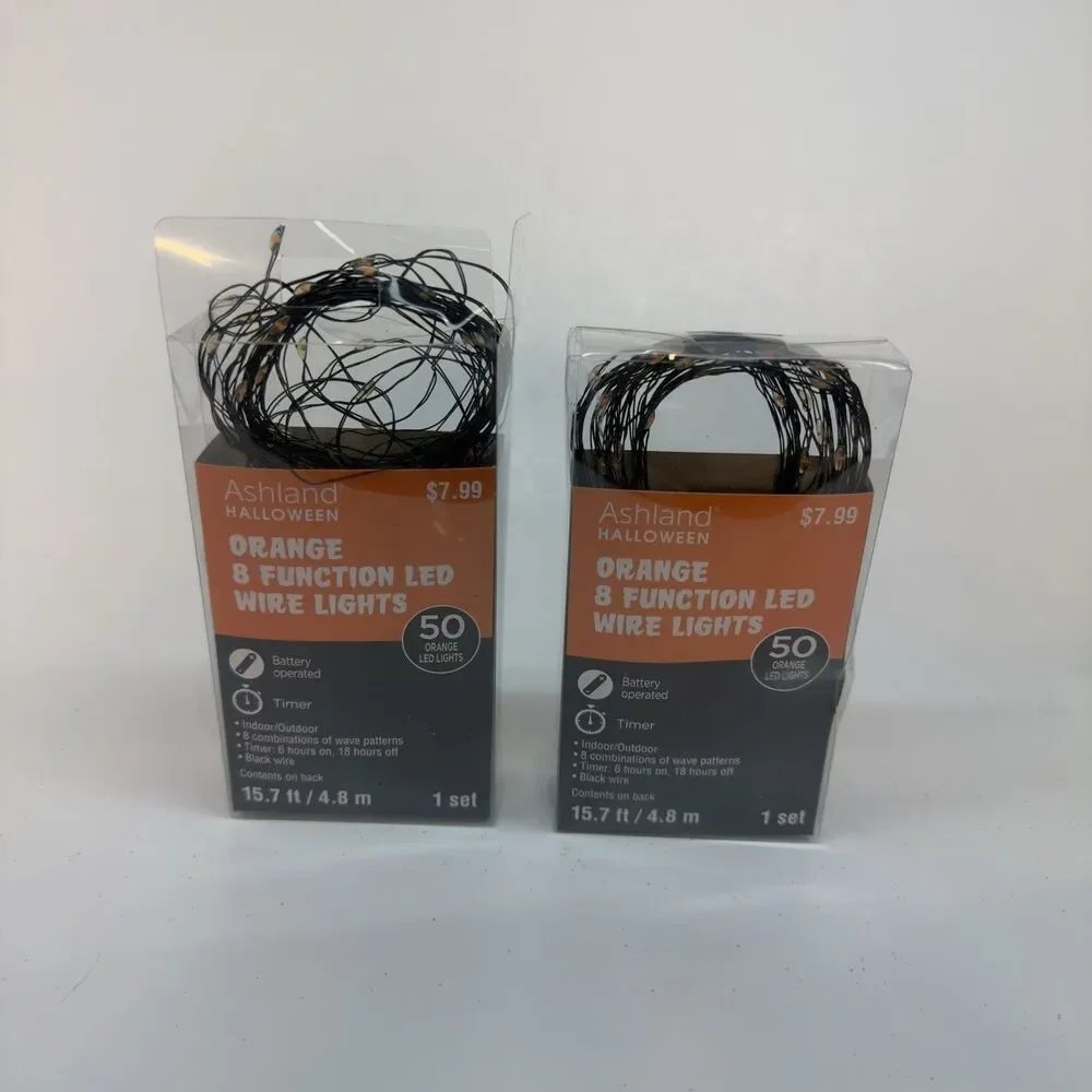 9  Lot Various  Halloween  Wire/String Lights  New & Used Bat Pumpkin Ghost Bat